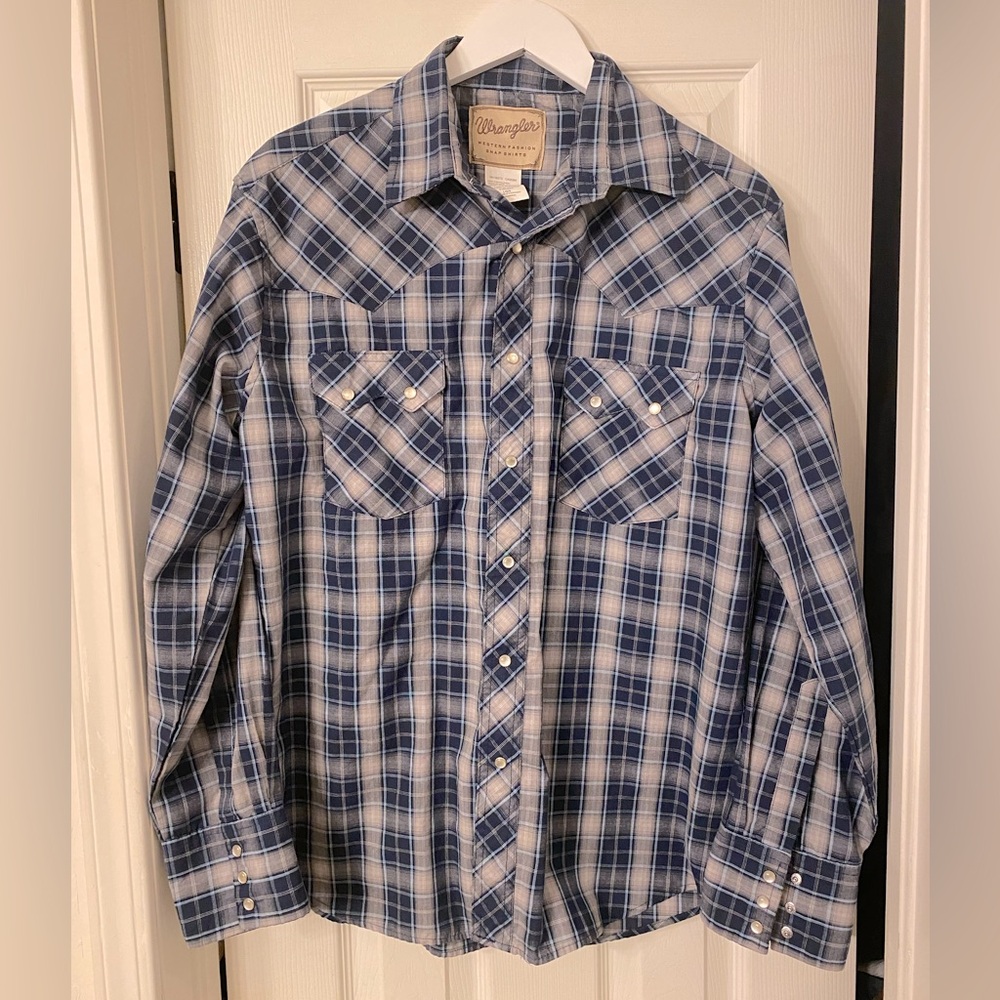 Wrangler Men’s Snap Button Long Sleeve Shirt: Size L
